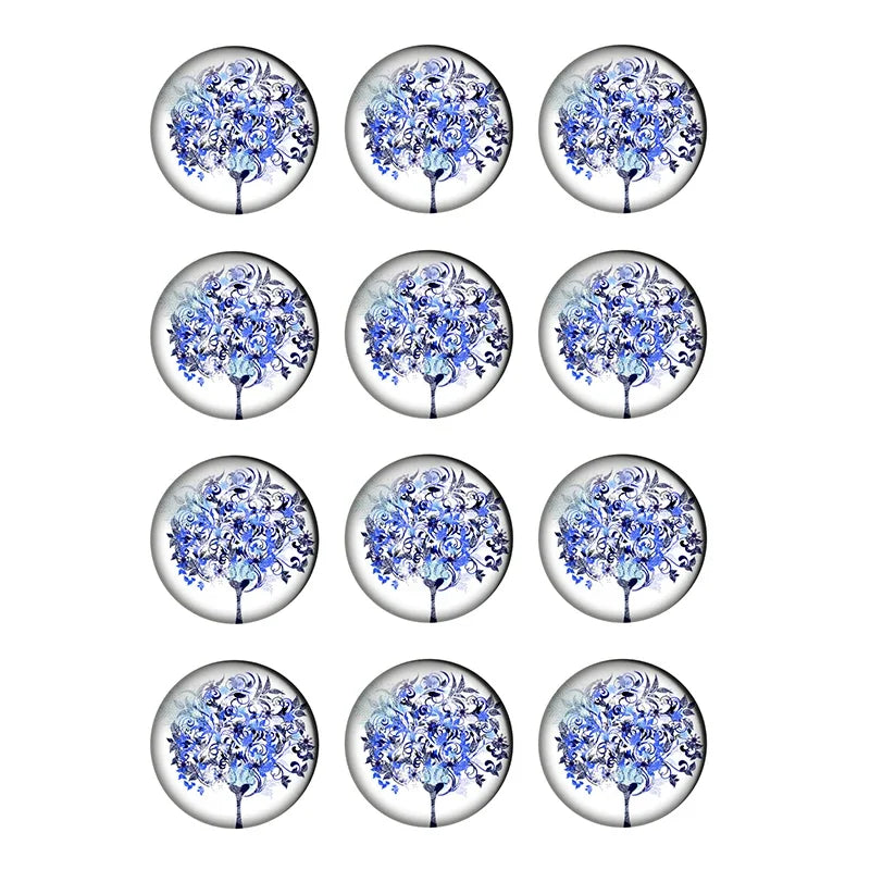 12-pieces Colorful Tree of Life Glass Cabochons