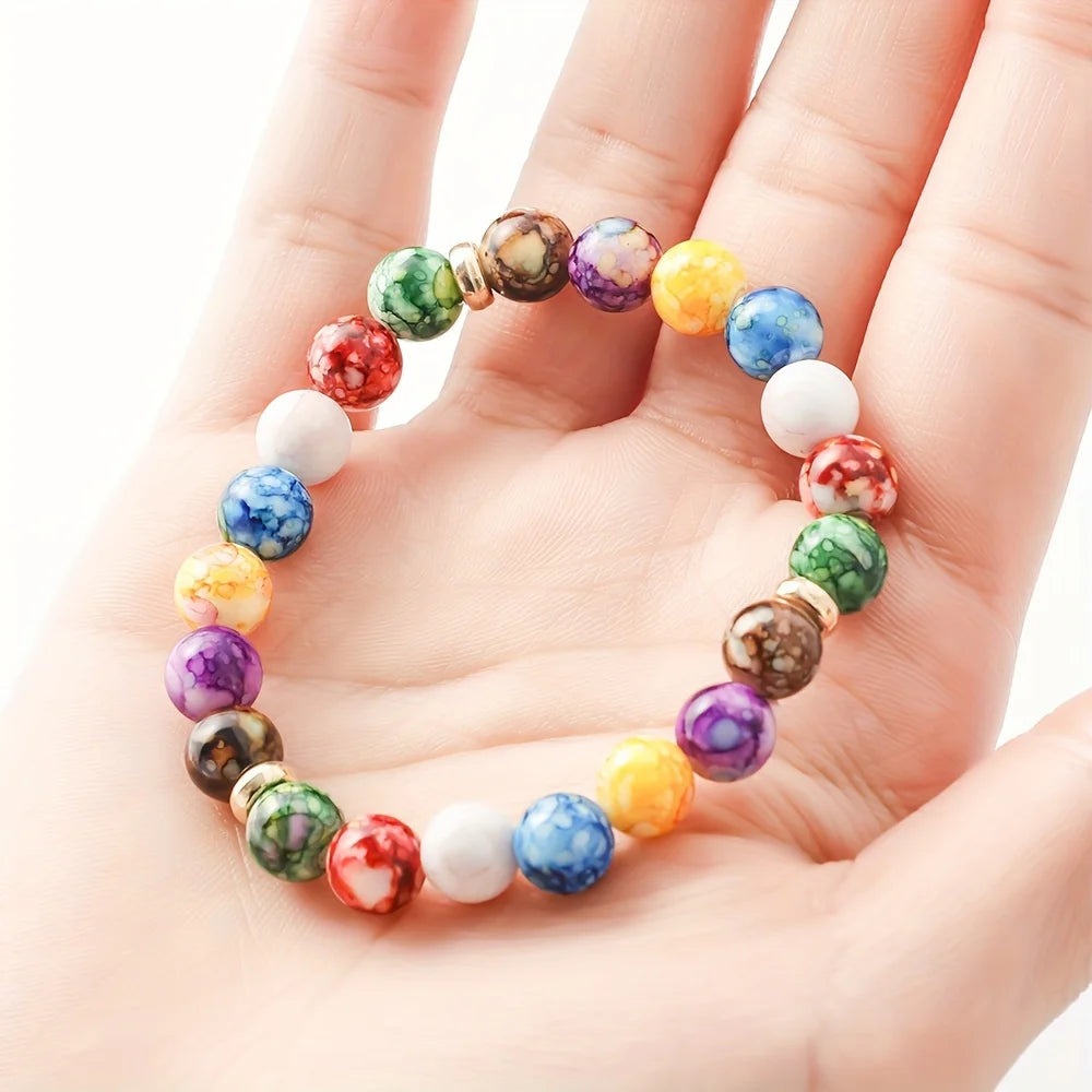 7 Chakra Reiki Healing Stone Bracelet Yoga Balance Energy Imitate Volcanic Stone Beads Jewelry Handmade DIY Beaded Bracelets