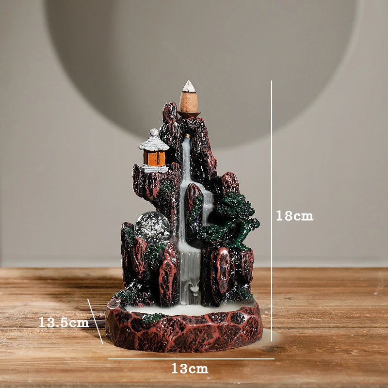 Serenity with Mountains River Waterfall Incense Burner