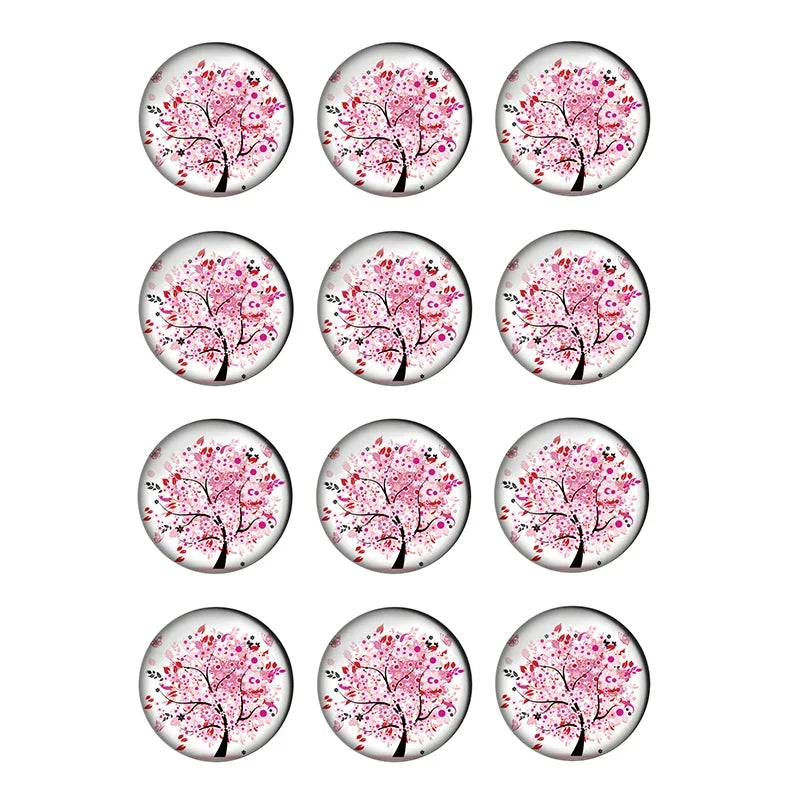 12-pieces Colorful Tree of Life Glass Cabochons