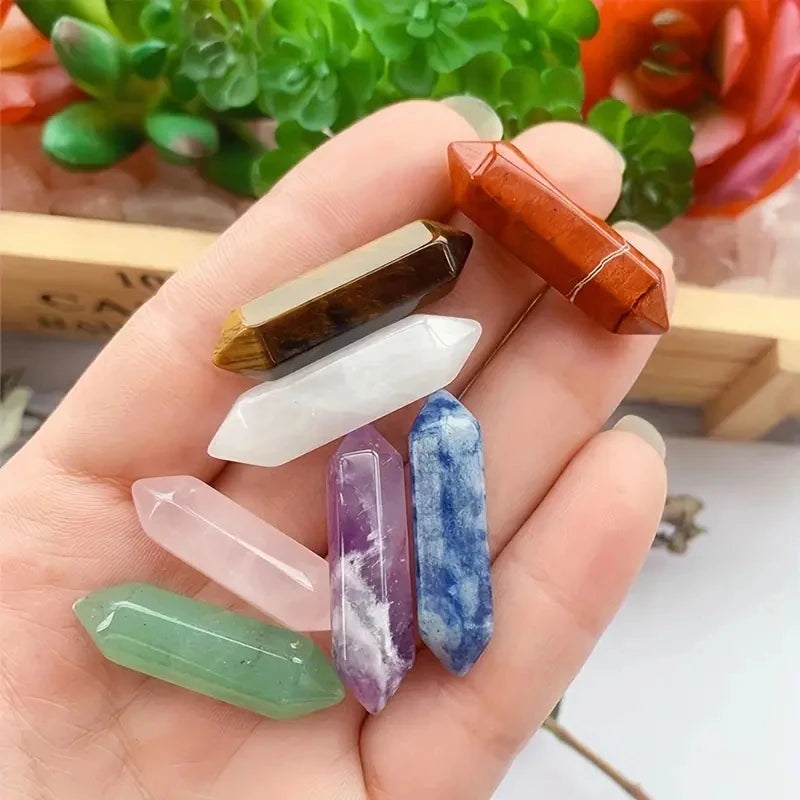 7-Pieces Natural Crystal and Healing Stone Set – Chakra Balance Stones for Spiritual Astrology, Yoga, and Reiki Energy