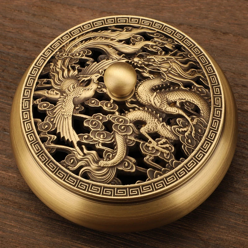 Dragon & Phoenix Carved Incense Burner