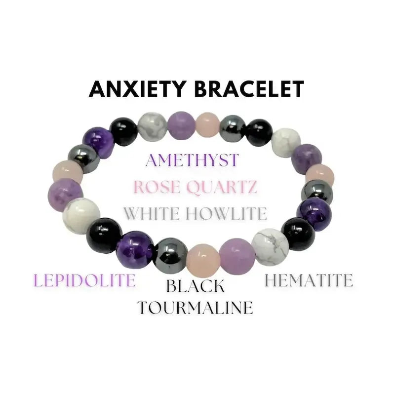 4 Styles Black Tourmaline Rose Quartz Lepidolite White Howlite Hematite Round Bead Bracelet For Stress Reduction, Crystal Gift