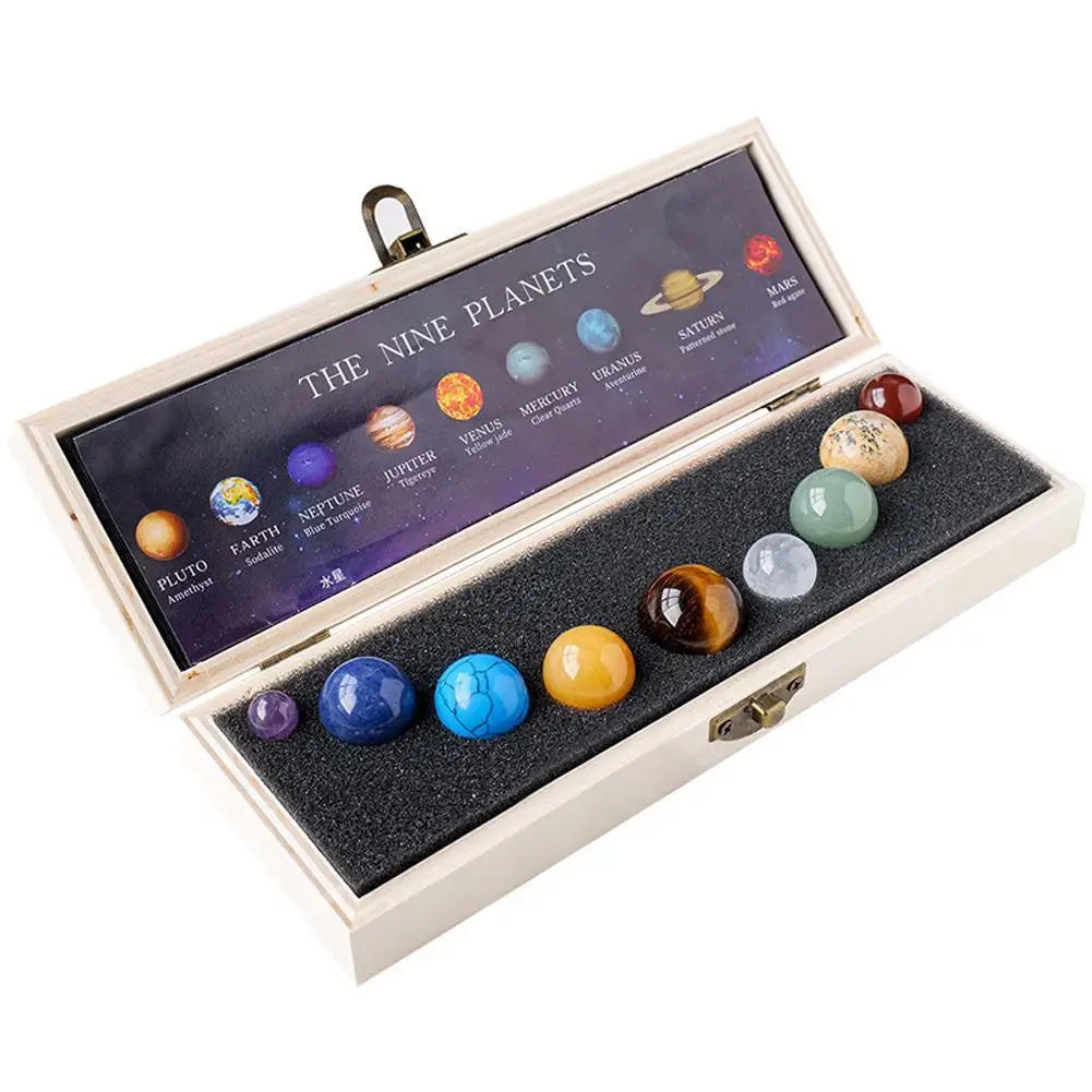 Natural Crystal Planet Balls – Solar System made of Rock Quartz Stones, Healing Reiki Chakra Energy Spheres