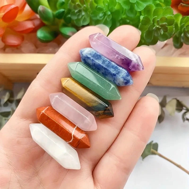 7-Pieces Natural Crystal and Healing Stone Set – Chakra Balance Stones for Spiritual Astrology, Yoga, and Reiki Energy