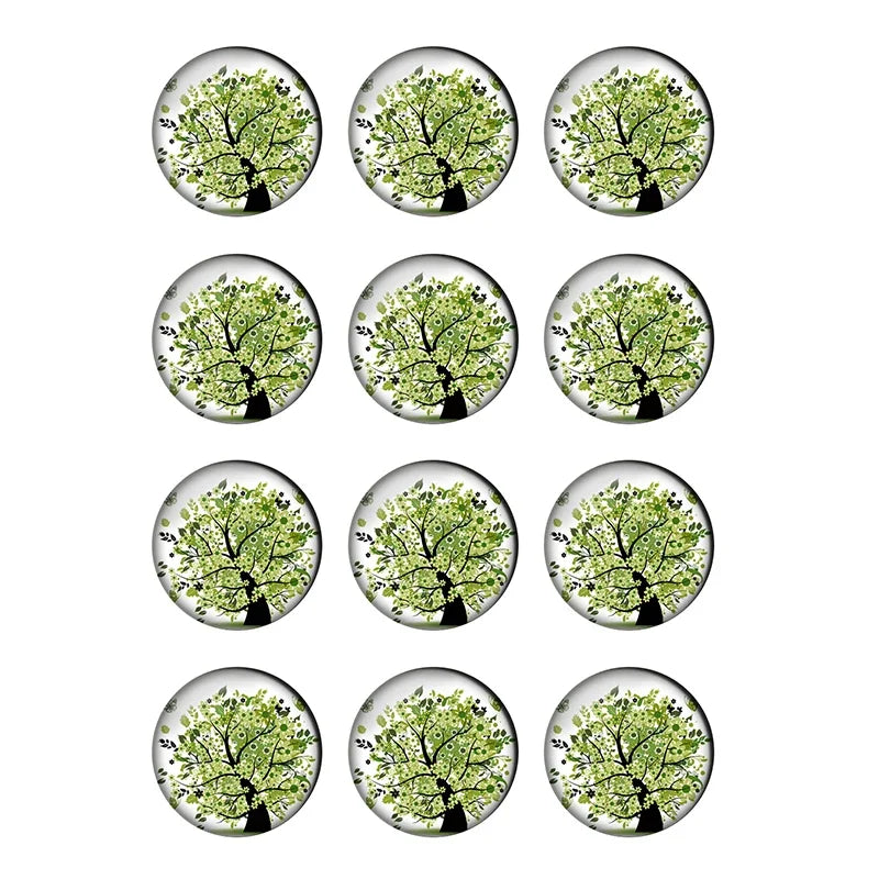 12-pieces Colorful Tree of Life Glass Cabochons