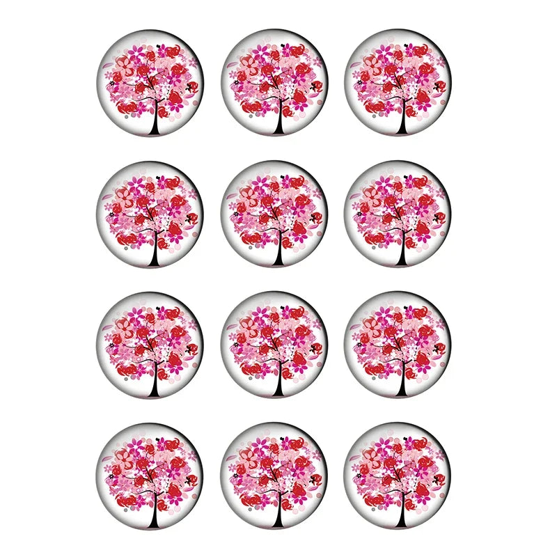 12-pieces Colorful Tree of Life Glass Cabochons