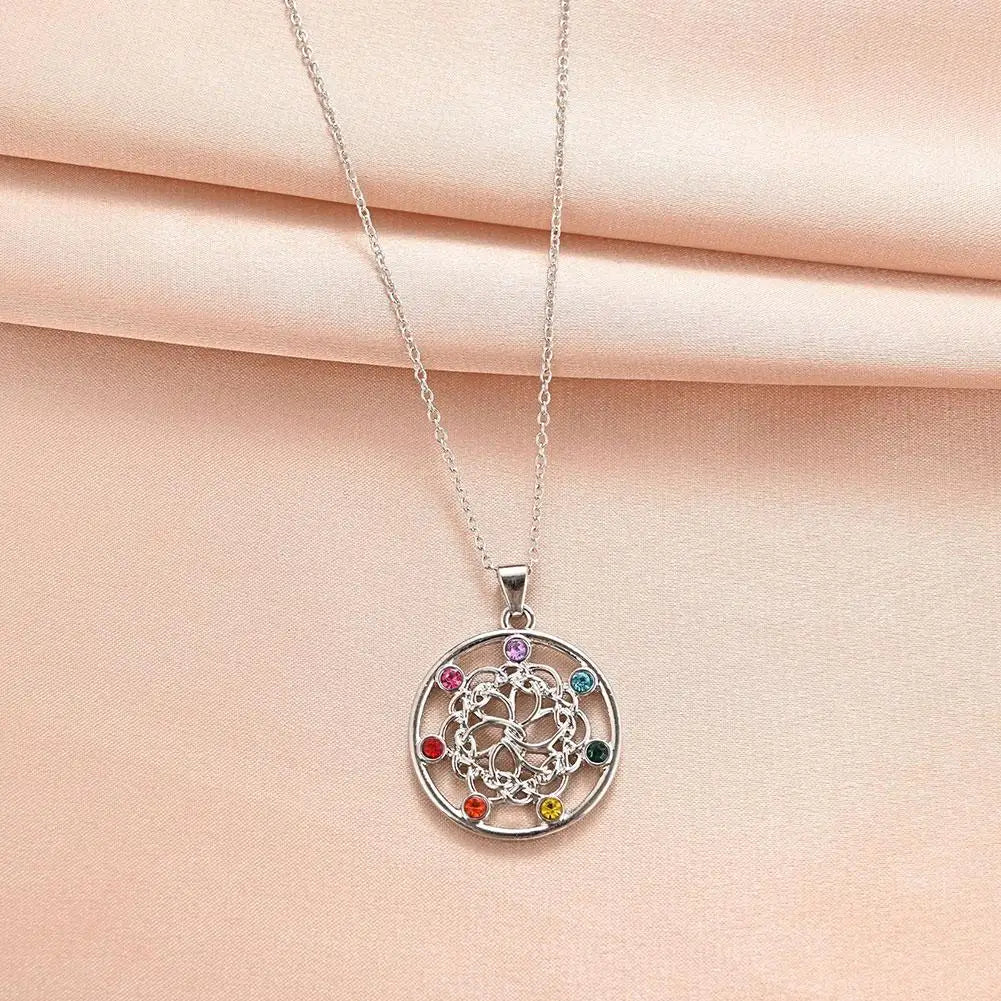 High-End Flower of Life Necklace – 7 Chakra Crystal Symbol & Buddhist Pendant