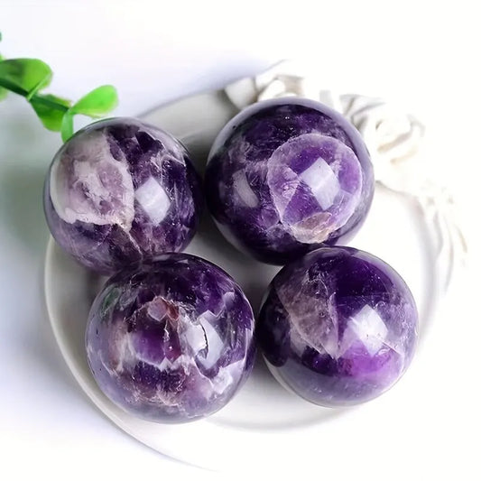 5-Pieces Natural Amethyst Healing Crystal Set – Stunning Gemstone Balls for Energy, Yoga and Healing