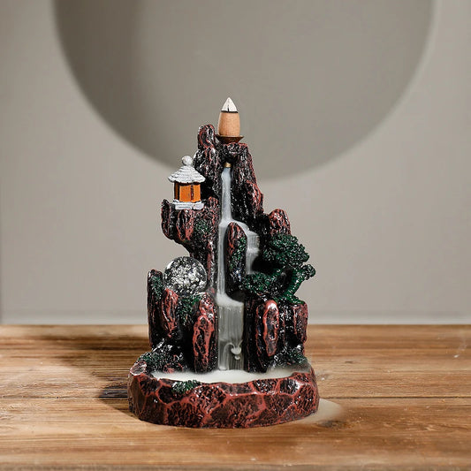 Serenity with Mountains River Waterfall Incense Burner