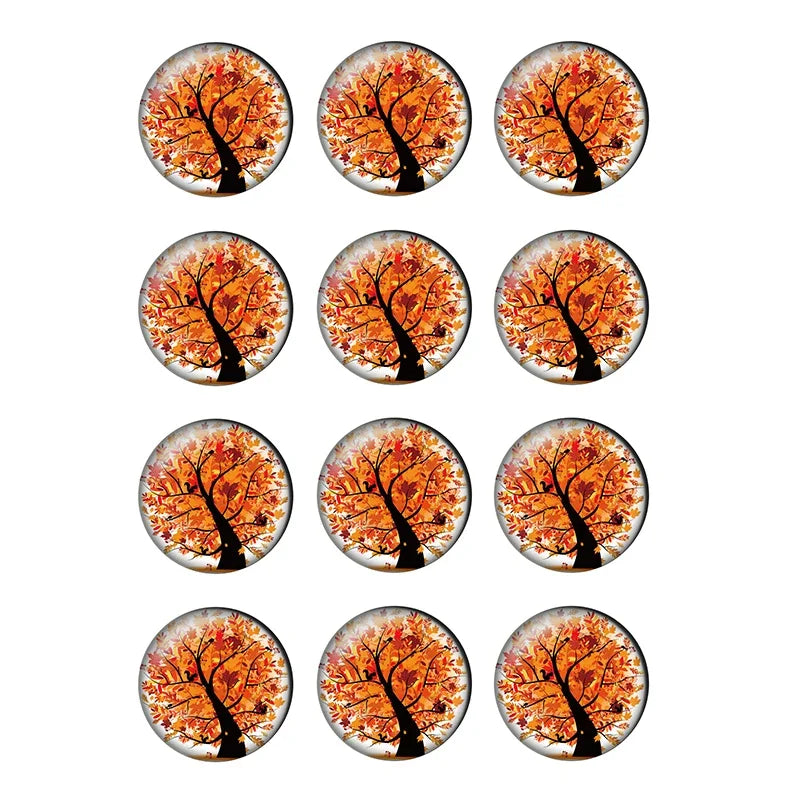 12-pieces Colorful Tree of Life Glass Cabochons