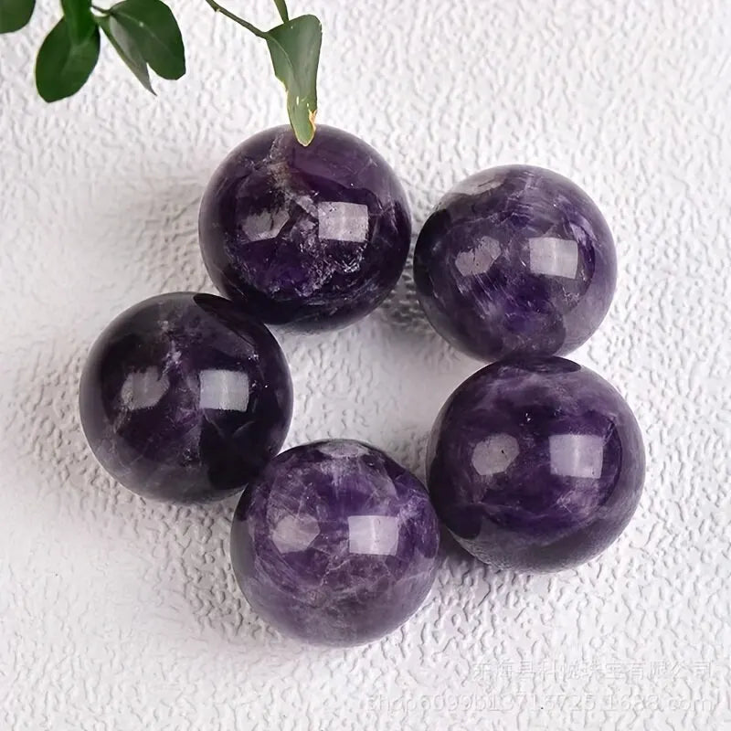 5-Pieces Natural Amethyst Healing Crystal Set – Stunning Gemstone Balls for Energy, Yoga and Healing