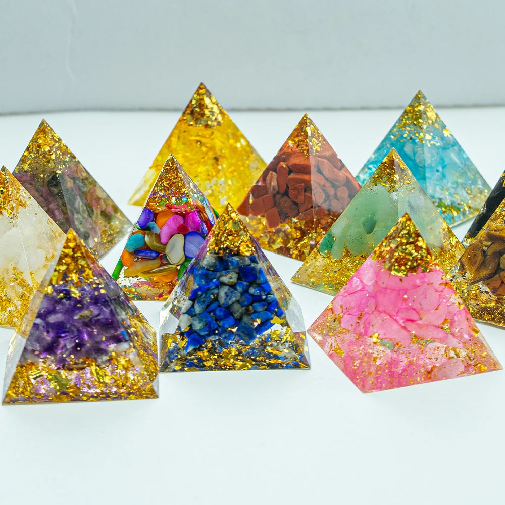 Natural Crystal Reiki Healing Pyramid Generator for Meditation and Home Decor