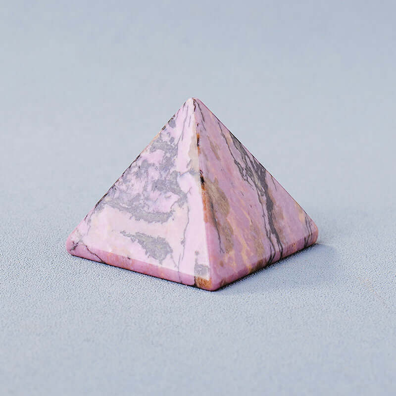 Pink crystal stone pyramid ornament for meditation and mindfulness energy generation