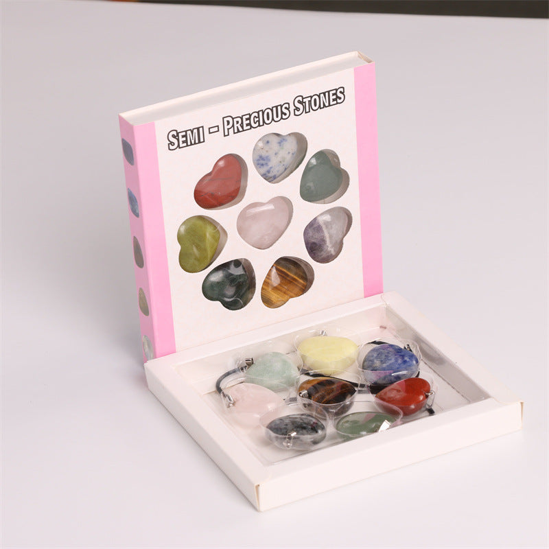 Natural Stone Crystal Agate Heart-shaped Stone Boxed